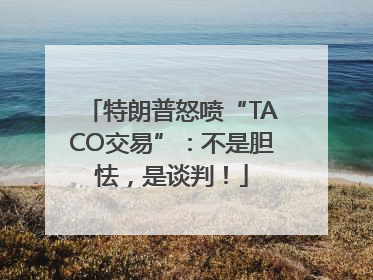 特朗普怒喷“TACO交易”：不是胆怯，是谈判！