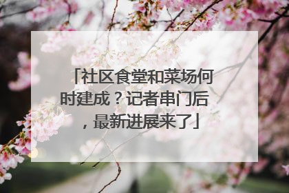 社区食堂和菜场何时建成？记者串门后，最新进展来了