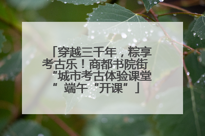 穿越三千年，粽享考古乐！商都书院街“城市考古体验课堂”端午“开课”