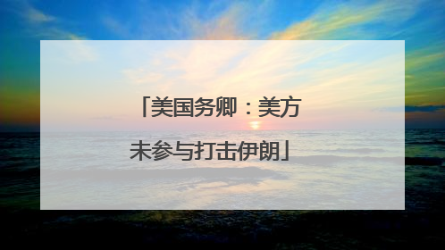 美国务卿：美方未参与打击伊朗