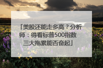 美股还能走多高？分析师：得看标普500指数三大拖累能否奋起