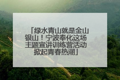 绿水青山就是金山银山！宁波奉化这场主题宣讲训练营活动掀起青春热潮