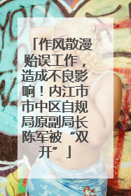 作风散漫贻误工作，造成不良影响！内江市市中区自规局原副局长陈军被“双开”