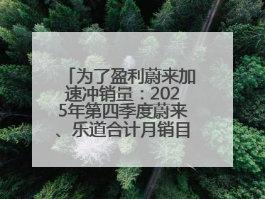 为了盈利蔚来加速冲销量：2025年第四季度蔚来、乐道合计月销目标达5万辆