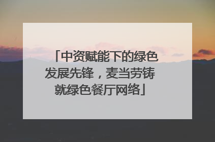 中资赋能下的绿色发展先锋，麦当劳铸就绿色餐厅网络