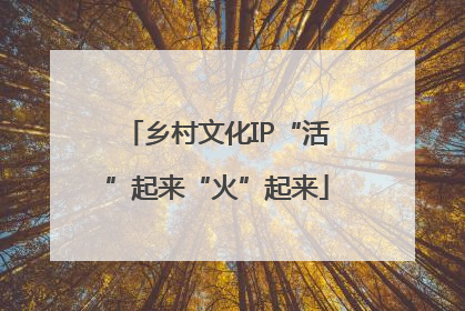 乡村文化IP“活”起来“火”起来