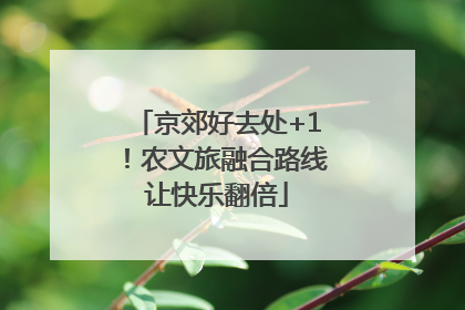 京郊好去处+1！农文旅融合路线让快乐翻倍