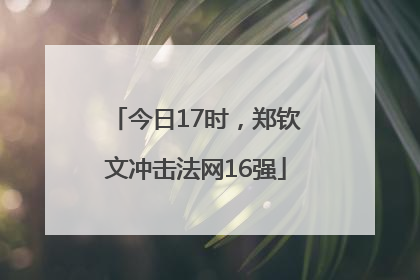 今日17时，郑钦文冲击法网16强