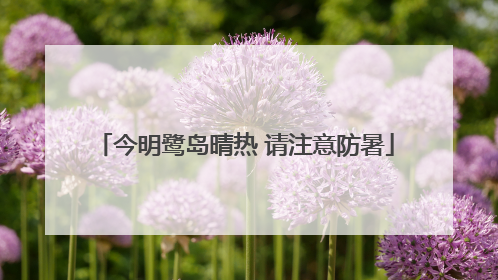 今明鹭岛晴热 请注意防暑