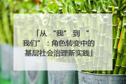 从 “我” 到 “我们”：角色转变中的基层社会治理新实践