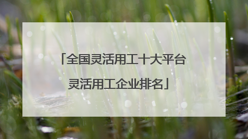 全国灵活用工十大平台 灵活用工企业排名
