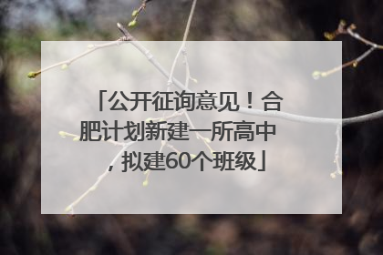 公开征询意见！合肥计划新建一所高中，拟建60个班级