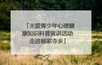 关爱青少年心理健康知识科普宣讲活动走进杨家寺乡