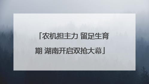 农机担主力 留足生育期 湖南开启双抢大幕