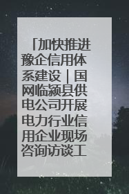加快推进豫企信用体系建设｜国网临颍县供电公司开展电力行业信用企业现场咨询访谈工作