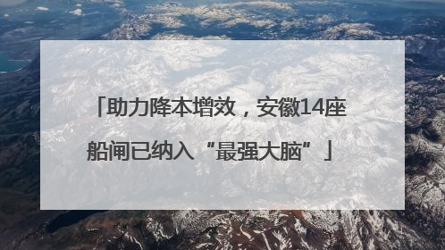 助力降本增效，安徽14座船闸已纳入“最强大脑”