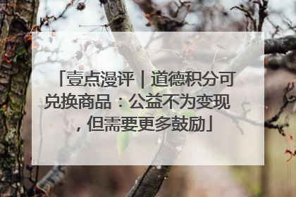 壹点漫评｜道德积分可兑换商品：公益不为变现，但需要更多鼓励