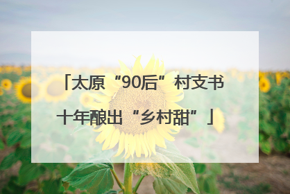 太原“90后”村支书十年酿出“乡村甜”