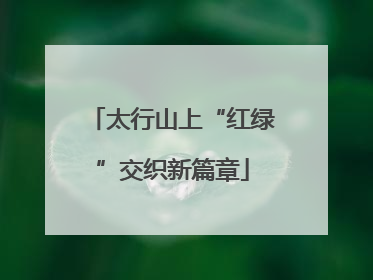 太行山上“红绿”交织新篇章