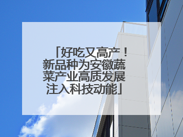 好吃又高产！新品种为安徽蔬菜产业高质发展注入科技动能