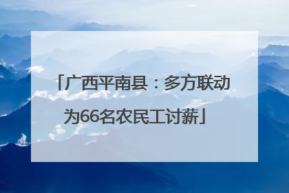 广西平南县：多方联动为66名农民工讨薪