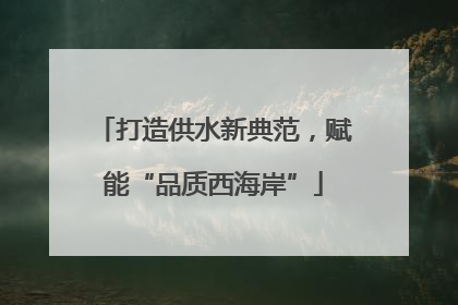 打造供水新典范，赋能“品质西海岸”