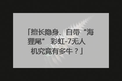 擅长隐身、自带“海狸尾” 彩虹-7无人机究竟有多牛？