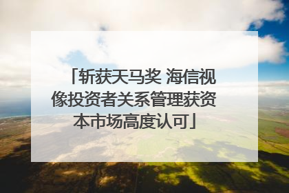 斩获天马奖 海信视像投资者关系管理获资本市场高度认可
