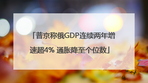 普京称俄GDP连续两年增速超4% 通胀降至个位数