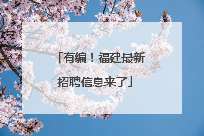 有编！福建最新招聘信息来了