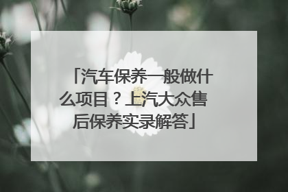 汽车保养一般做什么项目？上汽大众售后保养实录解答
