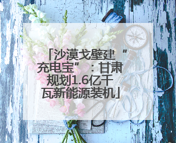 沙漠戈壁建“充电宝”：甘肃规划1.6亿千瓦新能源装机
