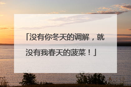 没有你冬天的调解，就没有我春天的菠菜！