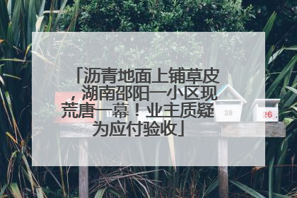 沥青地面上铺草皮，湖南邵阳一小区现荒唐一幕！业主质疑为应付验收