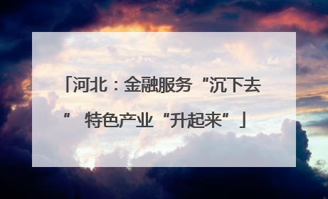 河北：金融服务“沉下去” 特色产业“升起来”