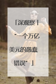 深观察丨“一个万亿美元的愚蠢错误”