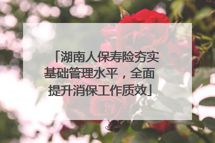 湖南人保寿险夯实基础管理水平，全面提升消保工作质效
