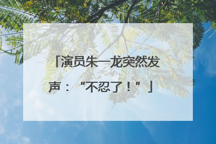 演员朱一龙突然发声：“不忍了！”