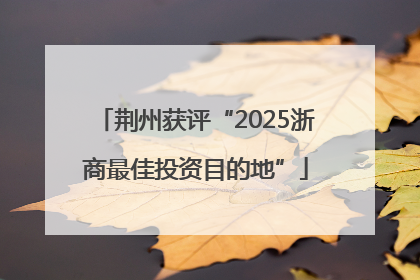 荆州获评“2025浙商最佳投资目的地”