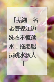 芜湖一名老婆婆江边洗衣不慎落水，拖船船员跳水救人