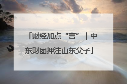 财经加点“言”｜中东财团押注山东父子
