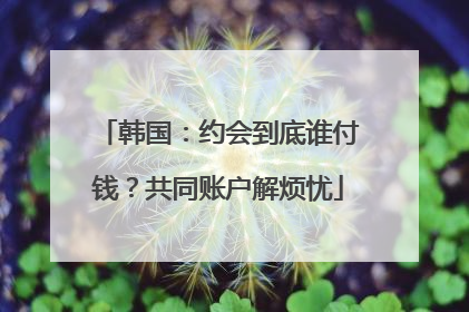韩国：约会到底谁付钱？共同账户解烦忧
