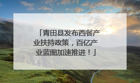 青田县发布西餐产业扶持政策，百亿产业蓝图加速推进！