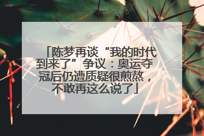 陈梦再谈“我的时代到来了”争议：奥运夺冠后仍遭质疑很煎熬，不敢再这么说了