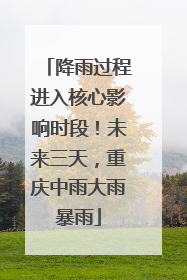 降雨过程进入核心影响时段！未来三天，重庆中雨大雨暴雨