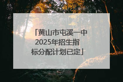 黄山市屯溪一中2025年招生指标分配计划已定