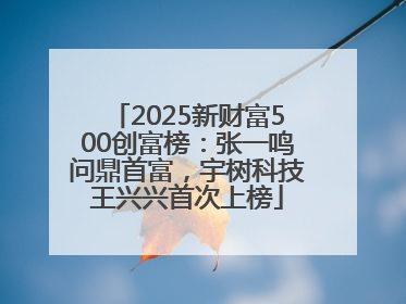 2025新财富500创富榜：张一鸣问鼎首富，宇树科技王兴兴首次上榜