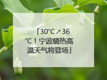 30℃↗36℃！宁波晴热高温天气将登场