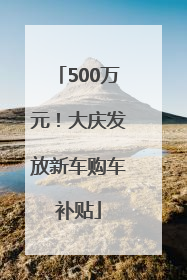 500万元！大庆发放新车购车补贴
